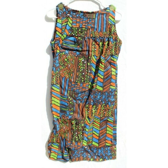 Vintage 1960s Retro Mod MCM Psychedelic Sleeveless Needle Dress - Picture 1 of 4